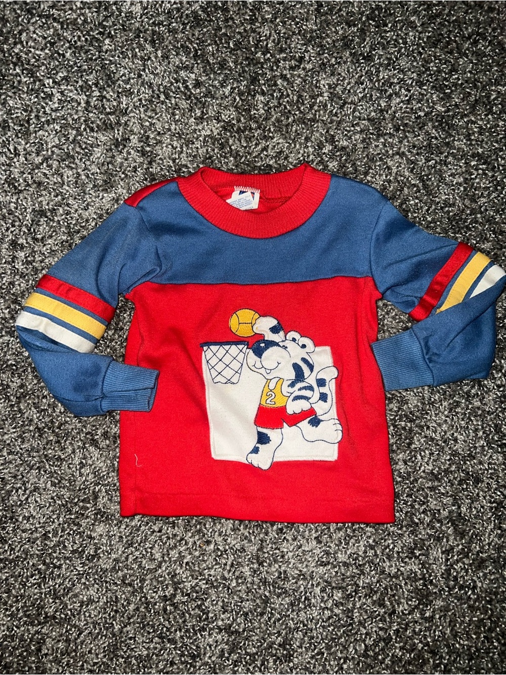 Vintage Carter's Red & Blue Tiger Basketball Long Sleeve Tee